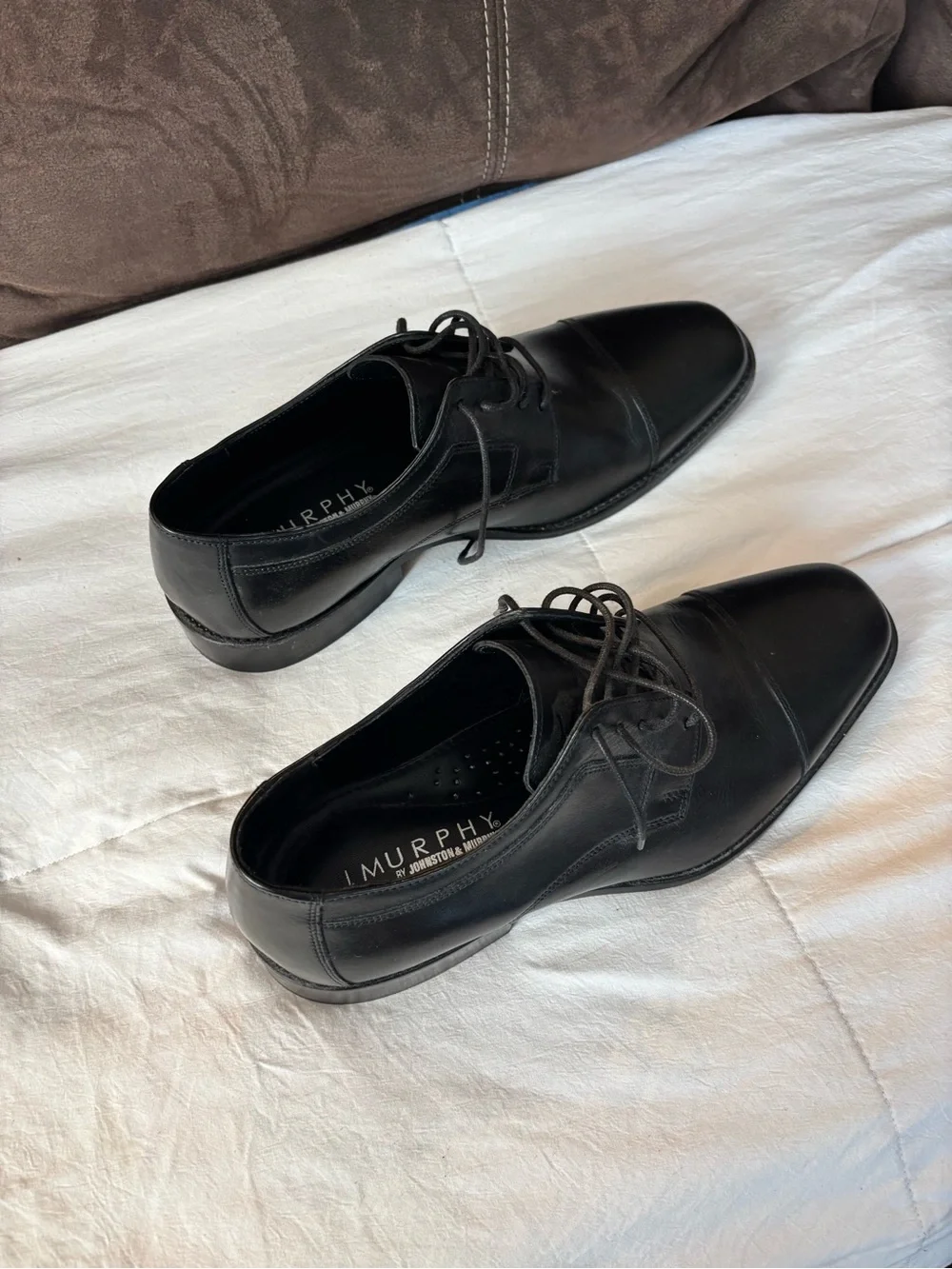 J. Murphy Black Leather Cap-Toe Oxford - Men's Dress Shoes